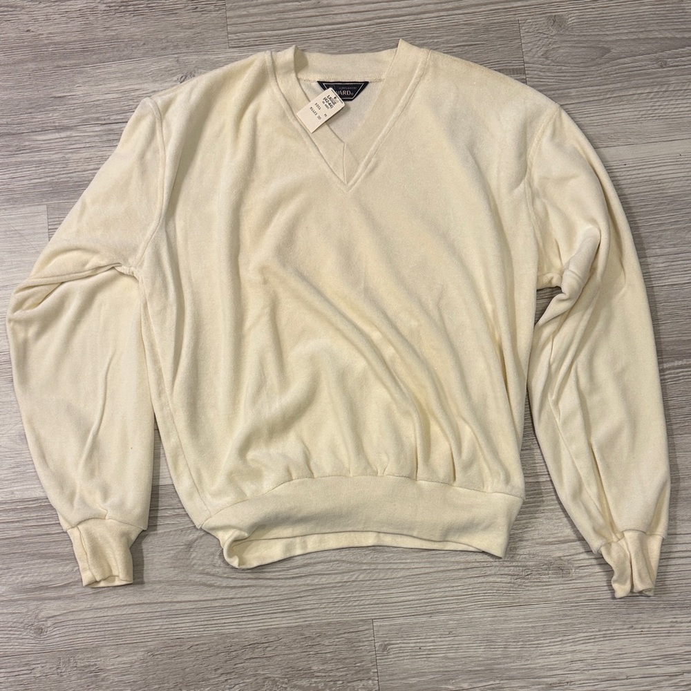 NWT Vintage 1980s Montgomery Ward Cotton Blend Cream Sweater Size L